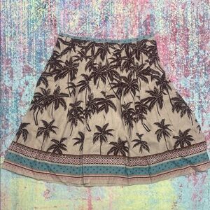 Harold's Palm Tree Skater Skirt - Black and Teal
